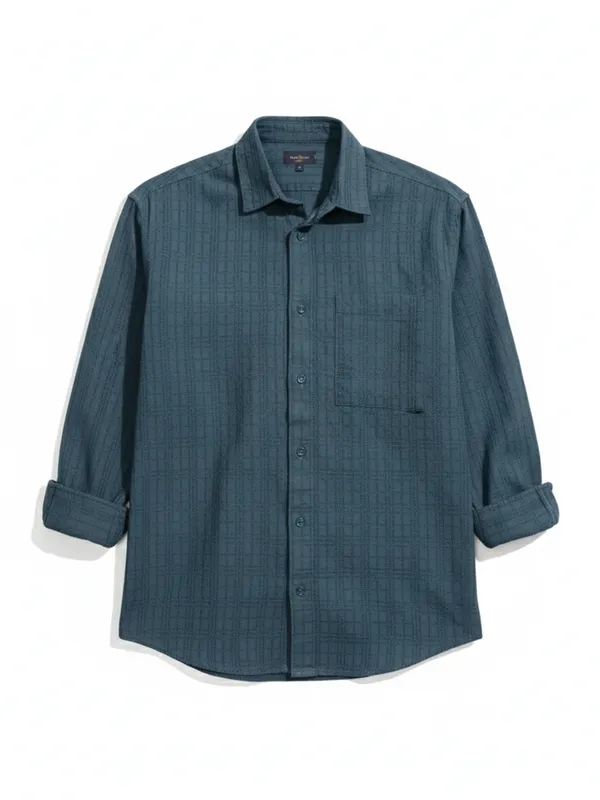 Highlander Men Blue Checked Relaxed Fit Casual Shirt