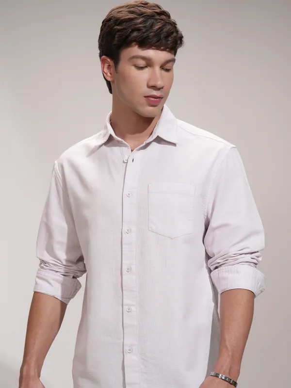 Highlander Men Pink Self Design Relaxed Fit Casual Shirt