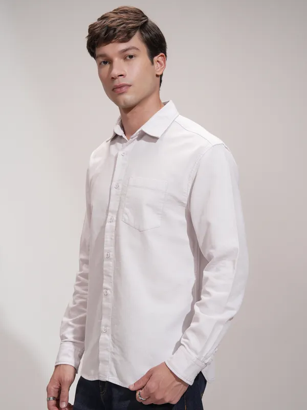 Highlander Men Pink Self Design Relaxed Fit Casual Shirt