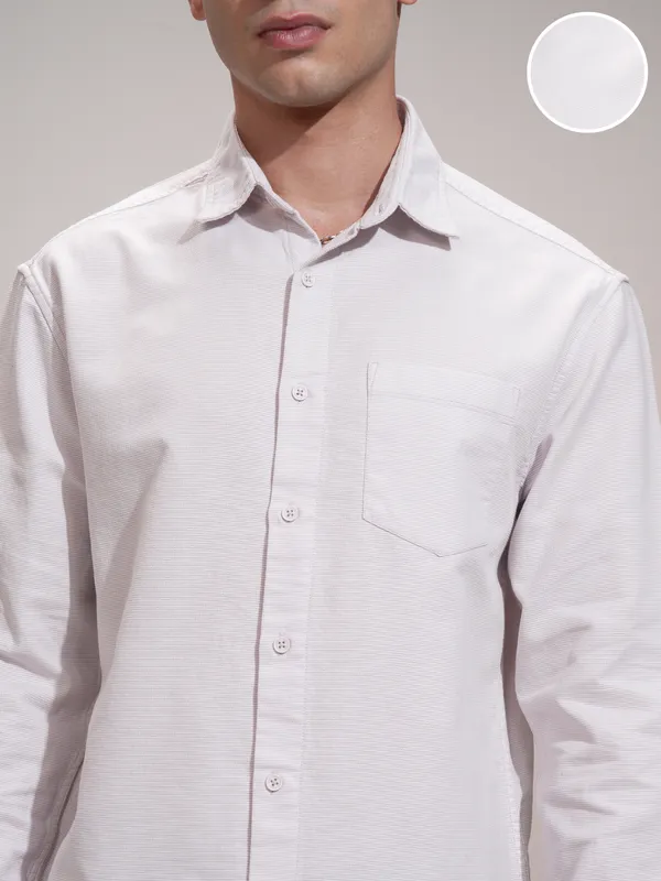 Highlander Men Pink Self Design Relaxed Fit Casual Shirt