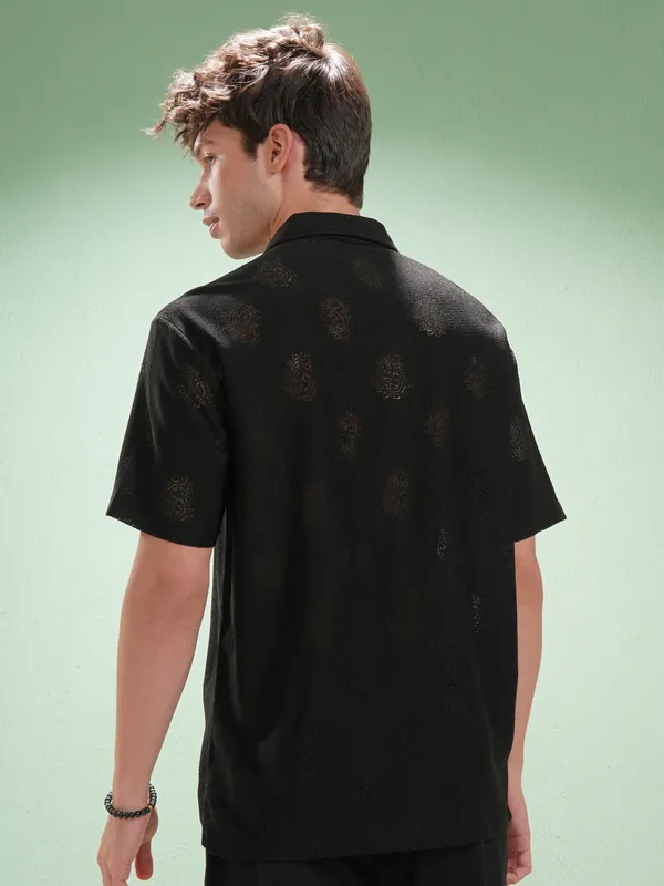 Highlander Men Black Printed Relaxed Fit Casual Shirt