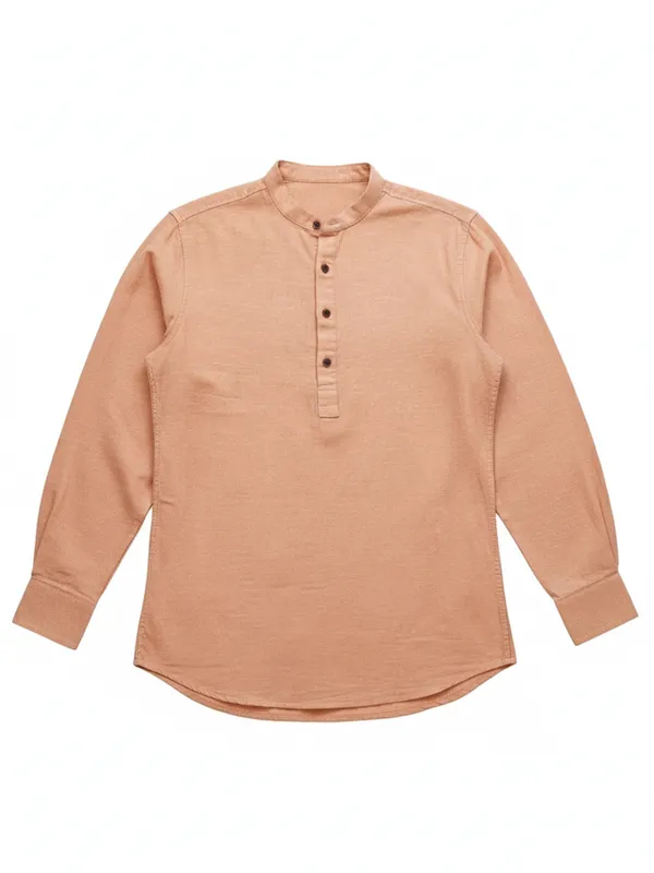 Highlander Men Peach Solid Relaxed Fit Casual Shirt