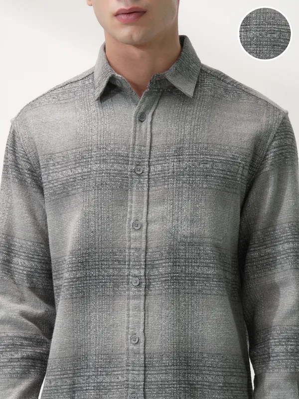 Highlander Men Grey Checked Relaxed Fit Casual Shirt