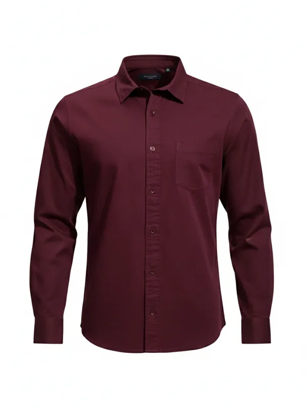 Highlander Men Maroon Solid Slim Fit Casual Shirt