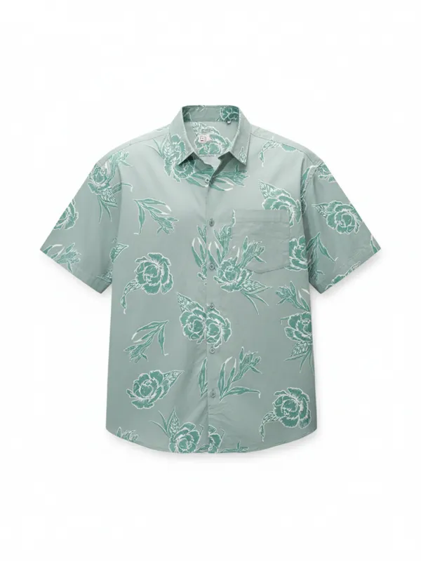 Highlander Men Green Printed Relaxed Fit Casual Shirt