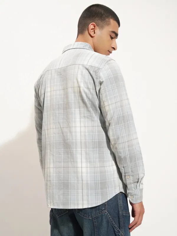 Highlander Men Blue Checked Slim Fit Casual Shirt