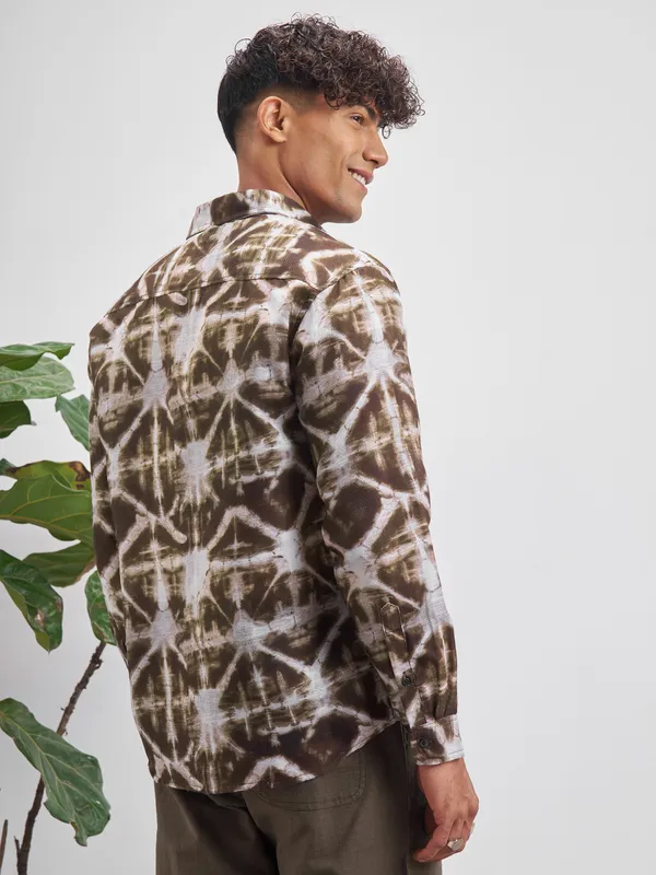Highlander Men Brown Printed Relaxed Fit Casual Shirt