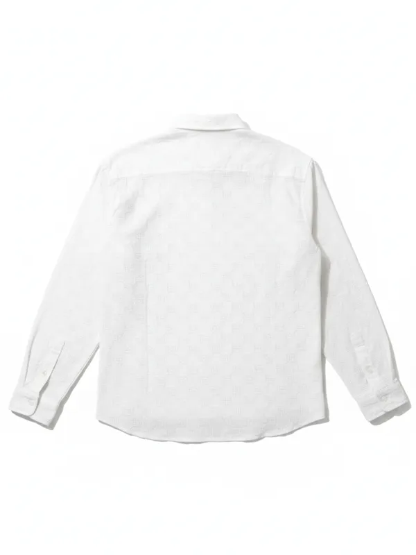 Highlander Men White Self Design Relaxed Fit Casual Shirt