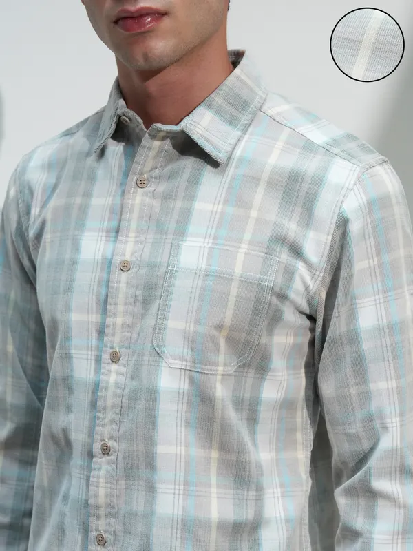 Highlander Men Tan Checked Slim Fit Casual Shirt