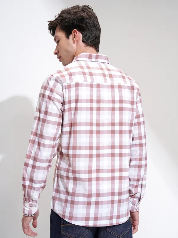 Highlander Men Maroon Checked Slim Fit Casual Shirt