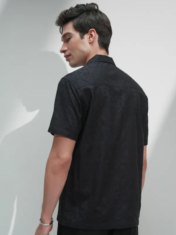 Highlander Men Black Printed Relaxed Fit Casual Shirt