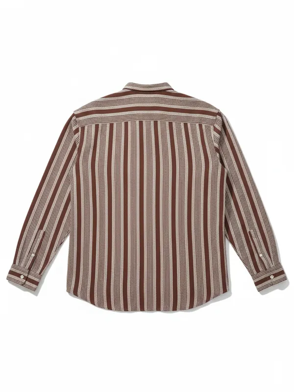 Highlander Men Brown Striped Relaxed Fit Casual Shirt