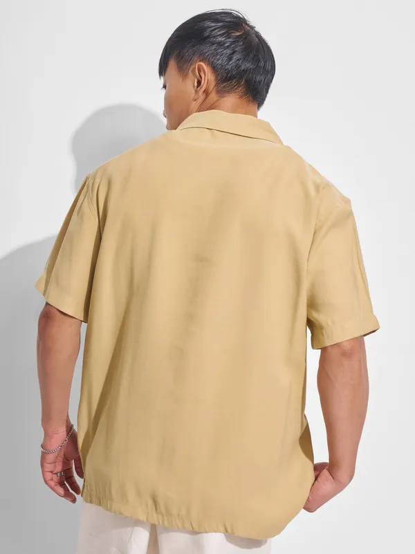 Highlander Men Mustard Solid Relaxed Fit Casual Shirt