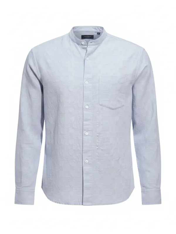 Highlander Men Blue Self Design Relaxed Fit Casual Shirt