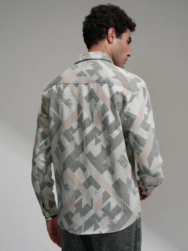 Highlander Men Green Printed Relaxed Fit Casual Shirt