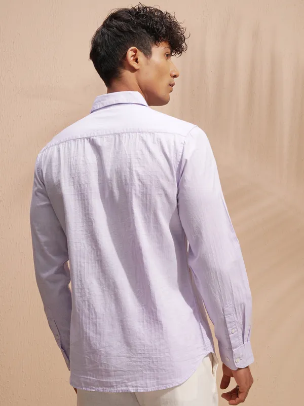 Highlander Men Purple Self Design Slim Fit Casual Shirt