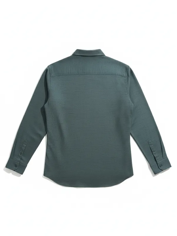 Highlander Men Green Self Design Slim Fit Casual Shirt