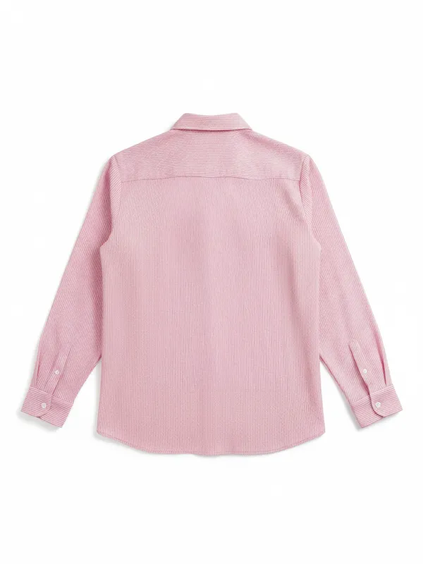 Highlander Men Pink Striped Slim Fit Casual Shirt