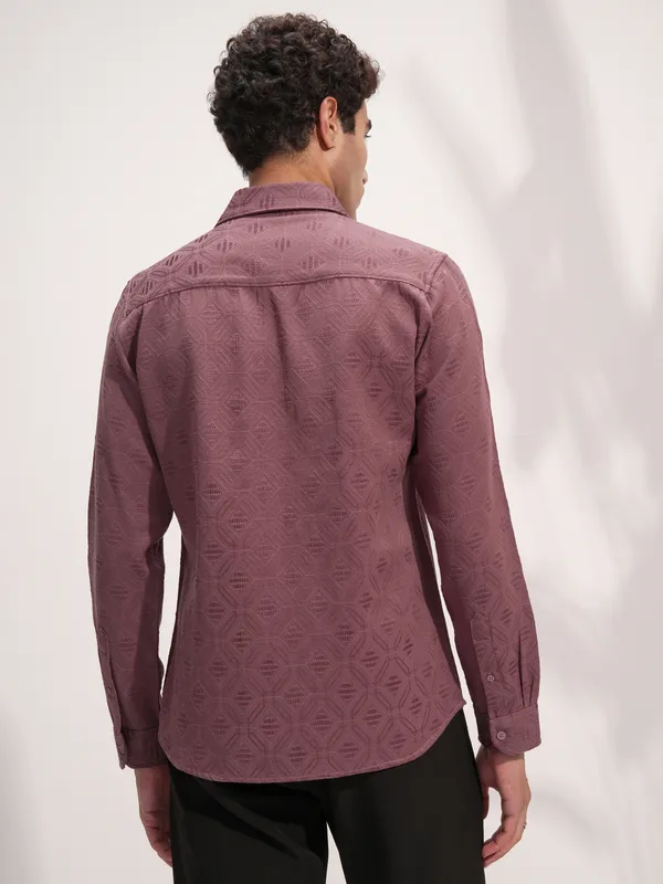 Highlander Men Rose Self Design Slim Fit Casual Shirt