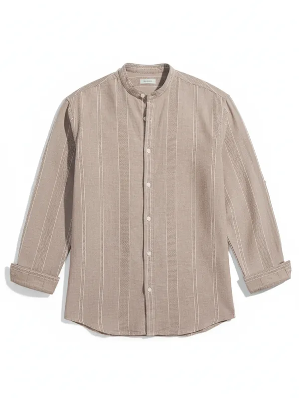 Highlander Men Brown Striped Relaxed Fit Casual Shirt