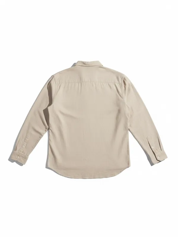 Highlander Men Cream Solid Slim Fit Casual Shirt