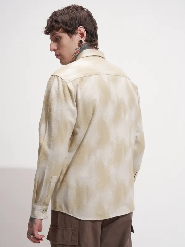 Highlander Men Beige Printed Relaxed Fit Casual Shirt