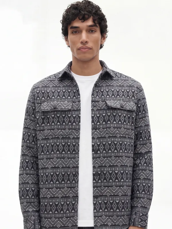 Highlander Men Black Printed Relaxed Fit Casual Shirt