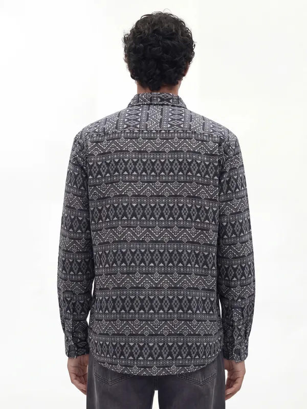 Highlander Men Black Printed Relaxed Fit Casual Shirt