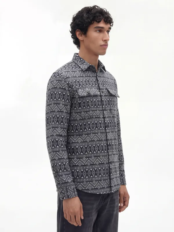 Highlander Men Black Printed Relaxed Fit Casual Shirt
