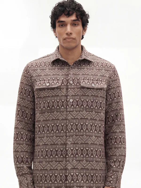 Highlander Men Brown Printed Relaxed Fit Casual Shirt