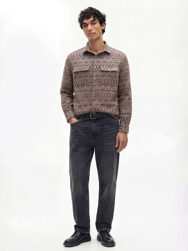 Highlander Men Brown Printed Relaxed Fit Casual Shirt