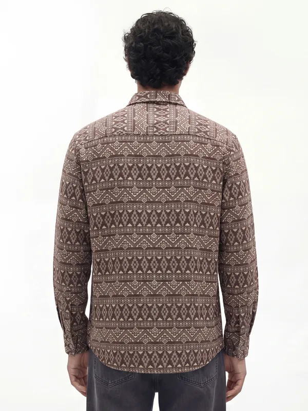 Highlander Men Brown Printed Relaxed Fit Casual Shirt