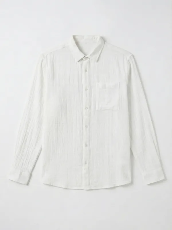 Highlander Men White Self Design Relaxed Fit Casual Shirt