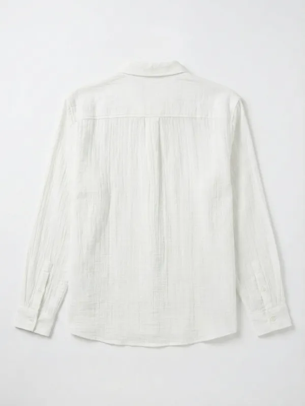 Highlander Men White Self Design Relaxed Fit Casual Shirt