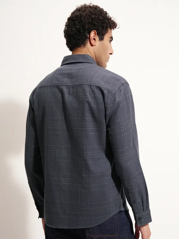 Highlander Men Blue Checked Relaxed Fit Casual Shirt