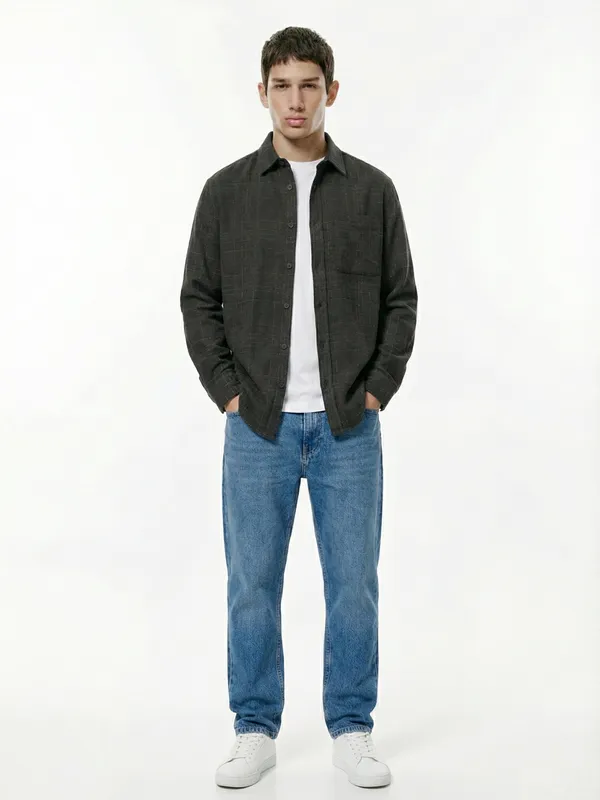 Highlander Men Black Checked Relaxed Fit Casual Shirt