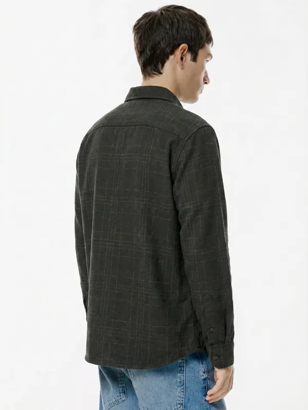 Highlander Men Black Checked Relaxed Fit Casual Shirt