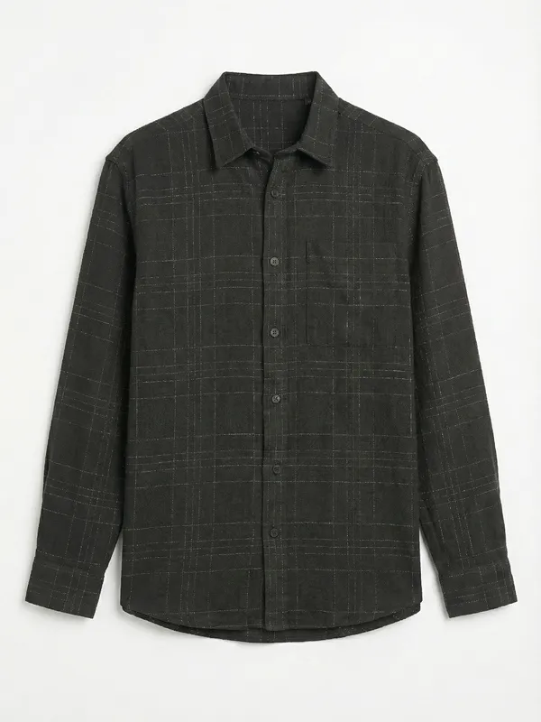 Highlander Men Black Checked Relaxed Fit Casual Shirt