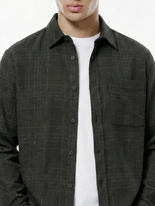 Highlander Men Black Checked Relaxed Fit Casual Shirt