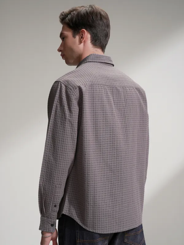 Highlander Men Tan Checked Relaxed Fit Casual Shirt