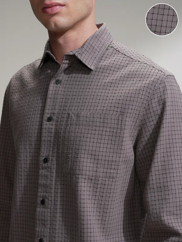 Highlander Men Tan Checked Relaxed Fit Casual Shirt