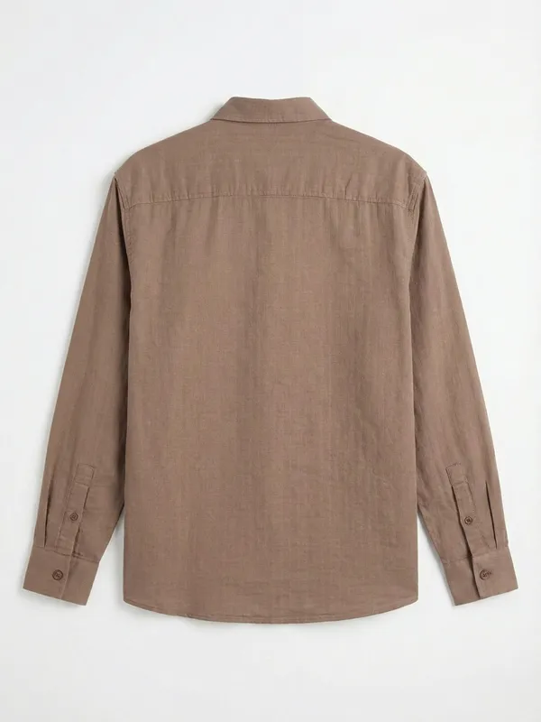 Highlander Men Brown Self Design Relaxed Fit Casual Shirt