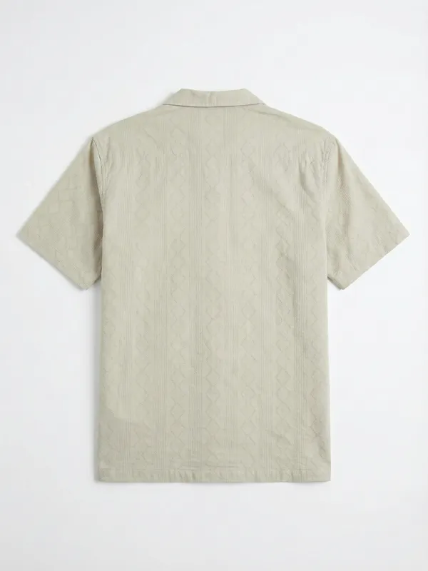 Highlander Men Tan Self Design Relaxed Fit Casual Shirt