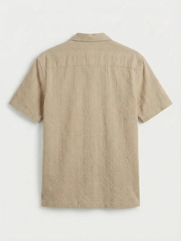 Highlander Men Beige Striped Regular Fit Casual Shirt