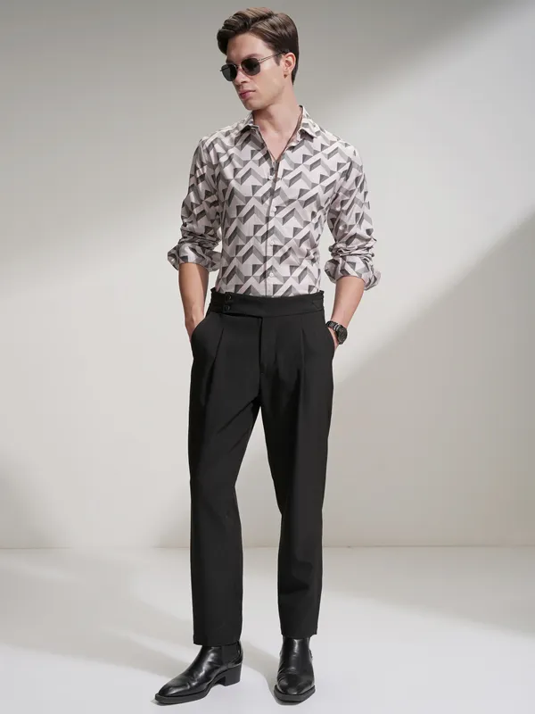 Highlander Men Multi Self Design Slim Fit Casual Shirt