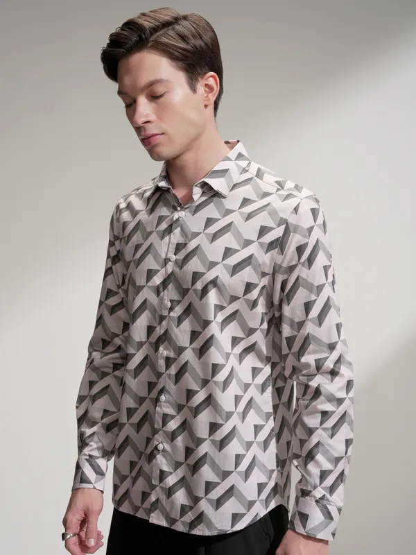 Highlander Men Multi Self Design Slim Fit Casual Shirt