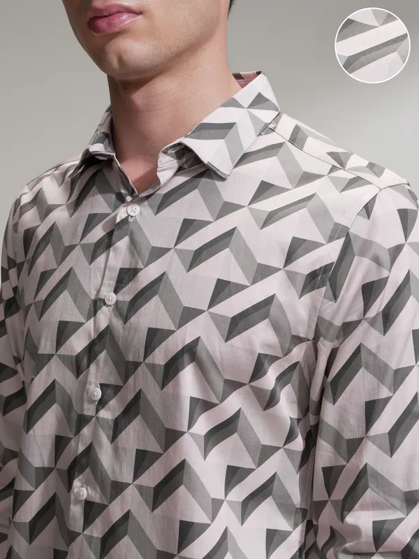 Highlander Men Multi Self Design Slim Fit Casual Shirt