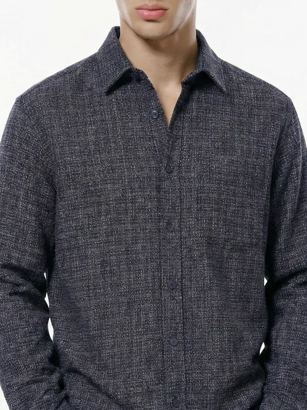 Highlander Men Navy Blue Checked Relaxed Fit Casual Shirt
