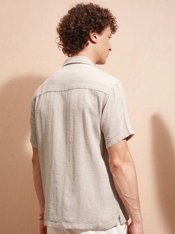 Highlander Men Lavender Self Design Relaxed Fit Casual Shirt