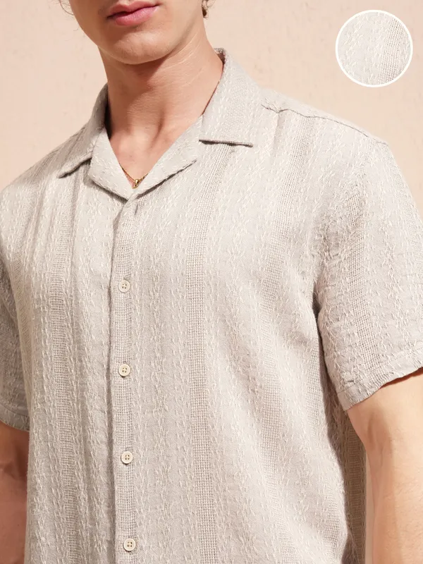 Highlander Men Lavender Self Design Relaxed Fit Casual Shirt